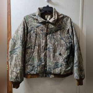 Vtg Mossy Oak Hunting Jacket Insulated Camo Tree XL Etched Button USA Made Clean